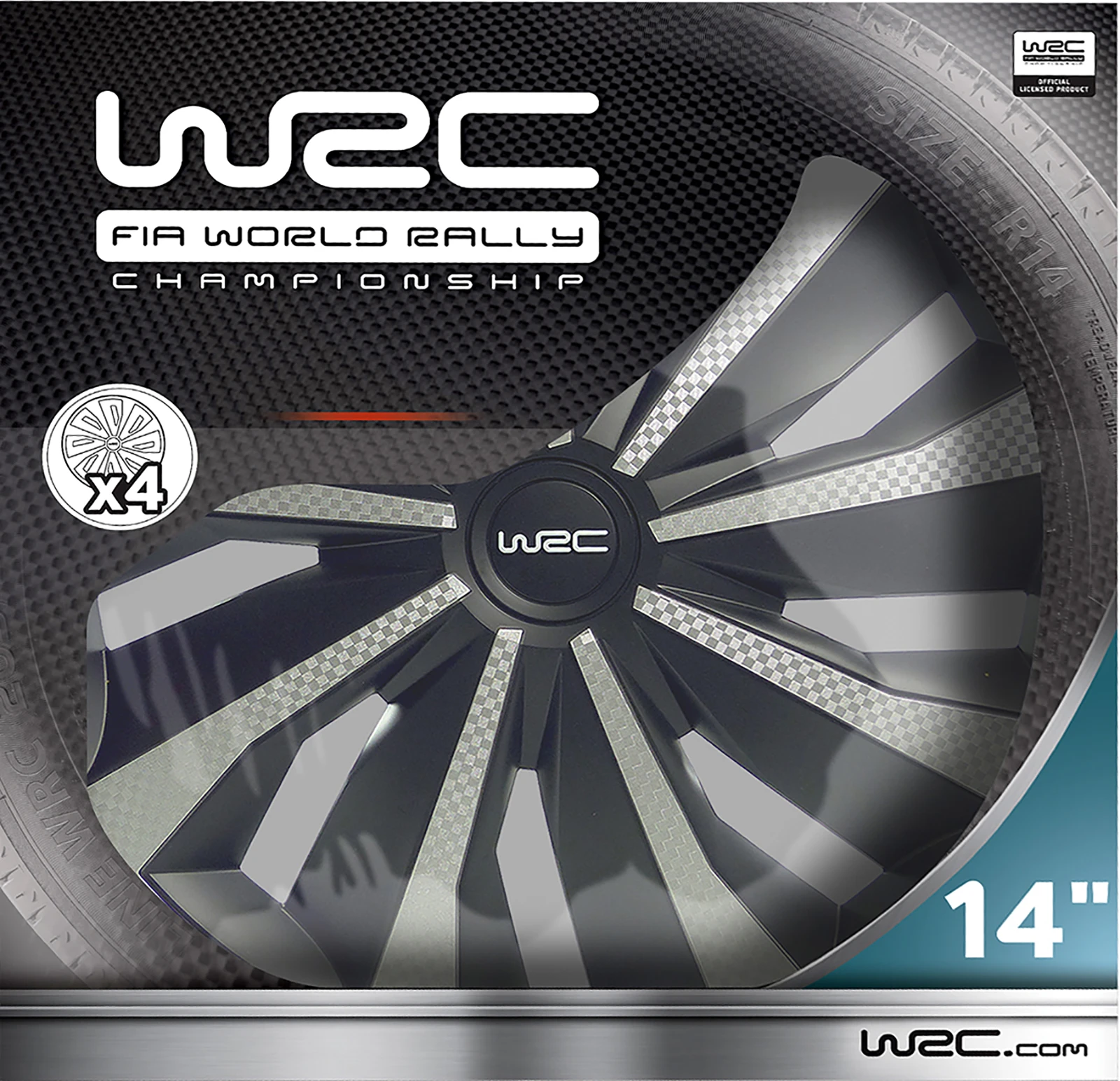 WRC Wieldoppen 14 inch - carbon look - 4 stuks