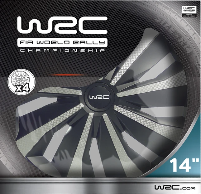 WRC Wieldoppen 14 inch - carbon look - 4 stuks