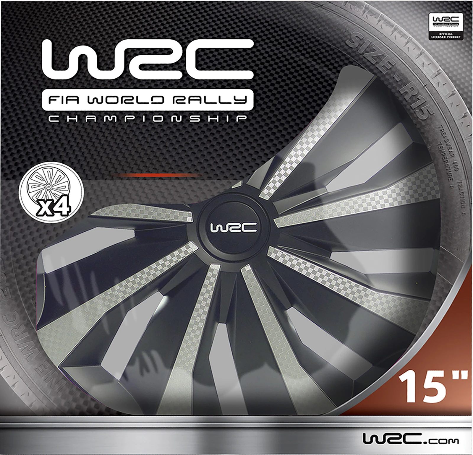 WRC Wieldoppen 15 inch - carbon look - 4 stuks