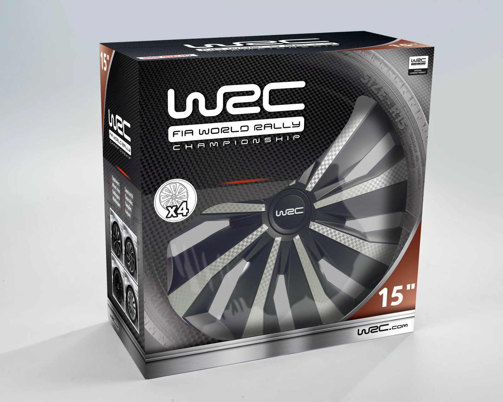 WRC Wieldoppen 15 inch - carbon look - 4 stuks