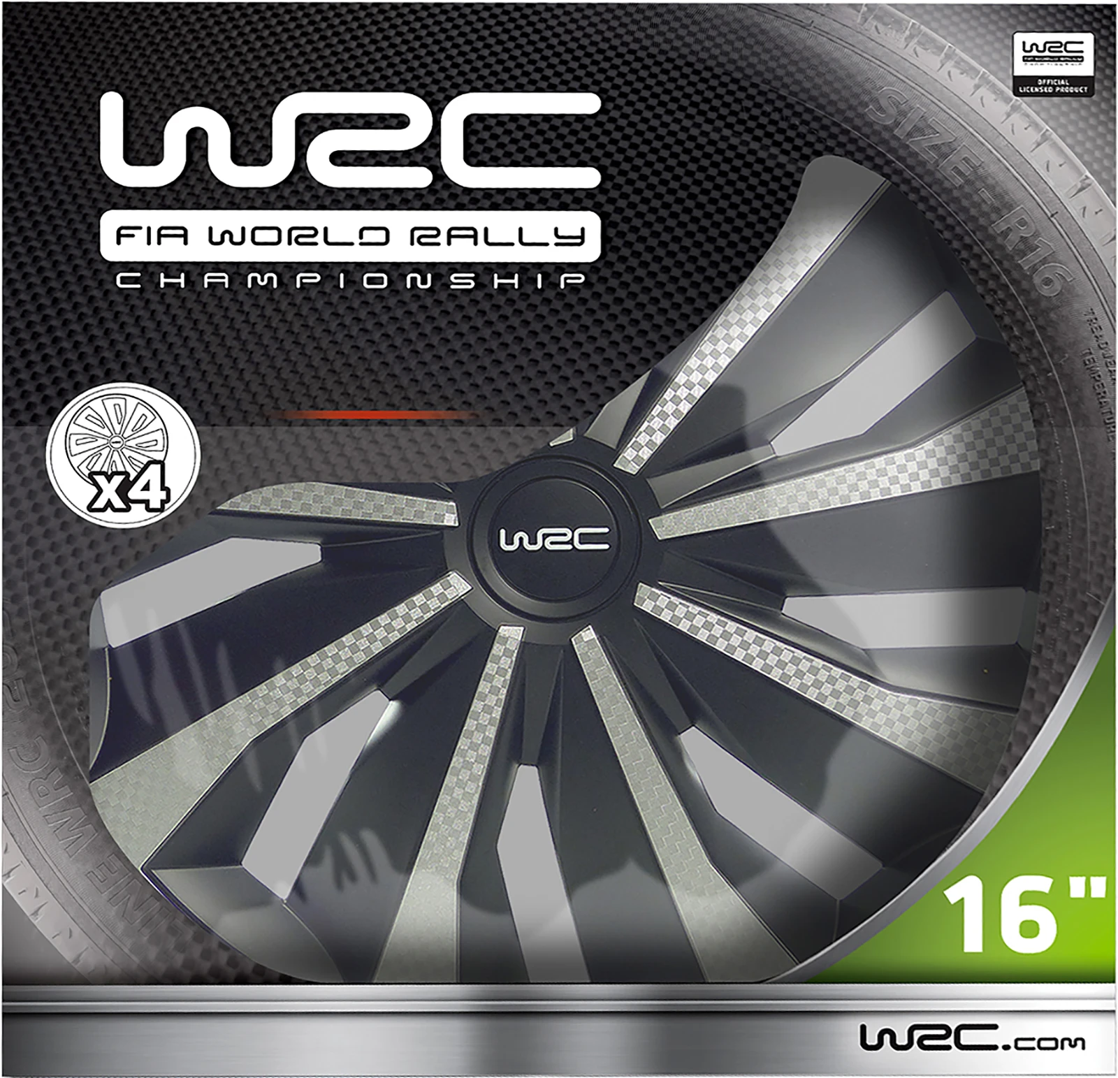 WRC Wieldoppen 16 inch - carbon look - 4 stuks