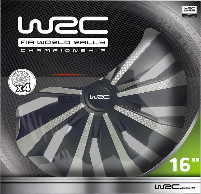 WRC Wieldoppen 16 inch - carbon look - 4 stuks
