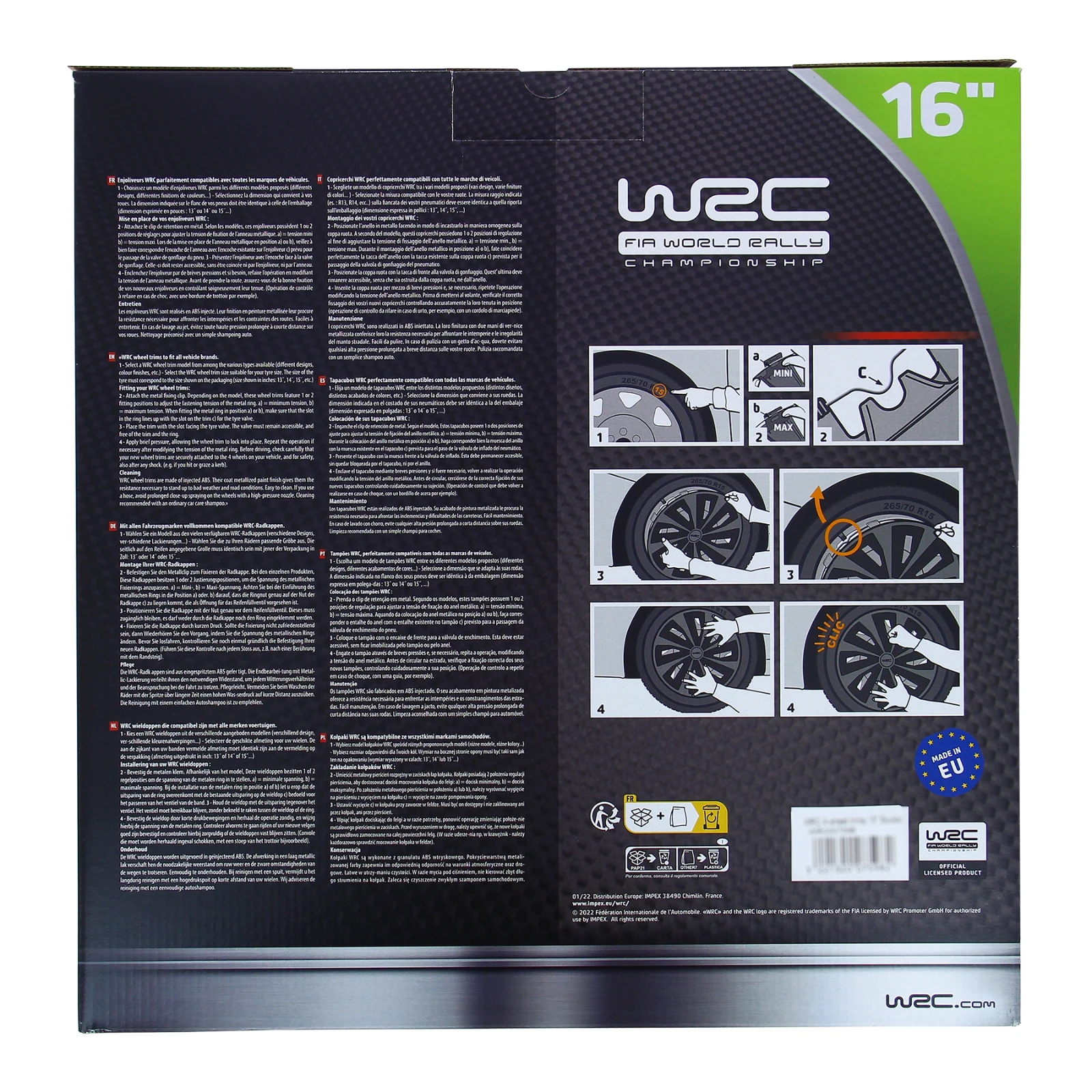 WRC Wieldoppen 16 inch - carbon look - 4 stuks