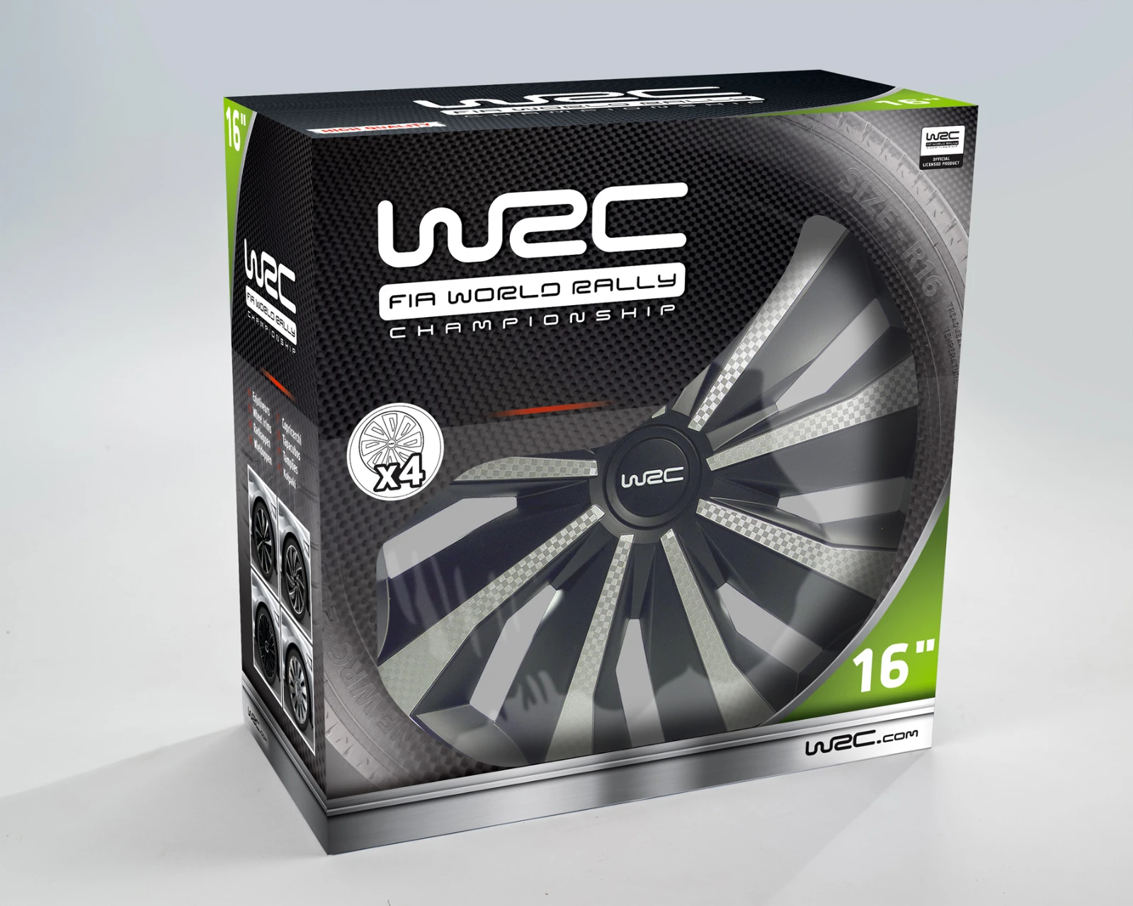 WRC Wieldoppen 16 inch - carbon look - 4 stuks