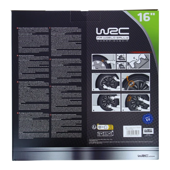 WRC Wieldoppen 16 inch - zilver/zwart - 4st