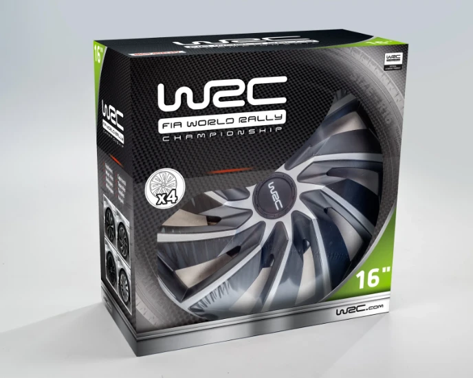WRC Wieldoppen 16 inch - zilver/zwart - 4st