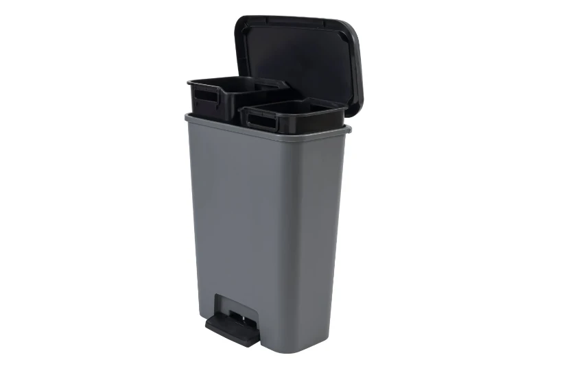 Curver Compatta Duo Prullenbak 2x23L Zwart/Grijs