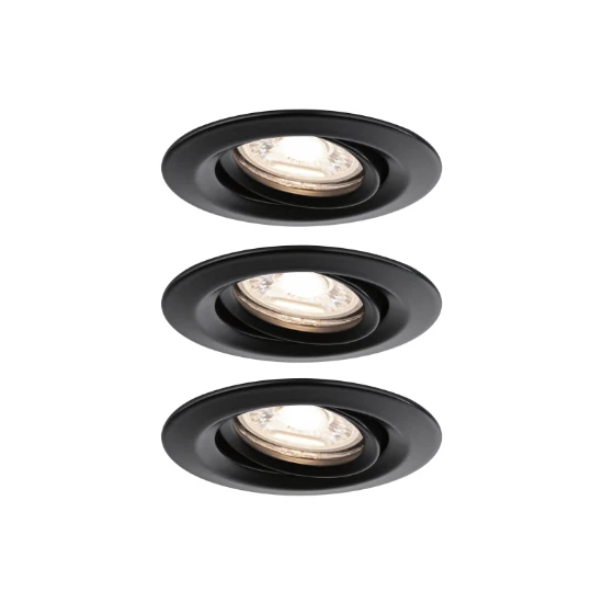 Paulmann LED-inbouwlamp Nova Mini Coin basisset zwart O66mm zwenkbaar - 3-spots