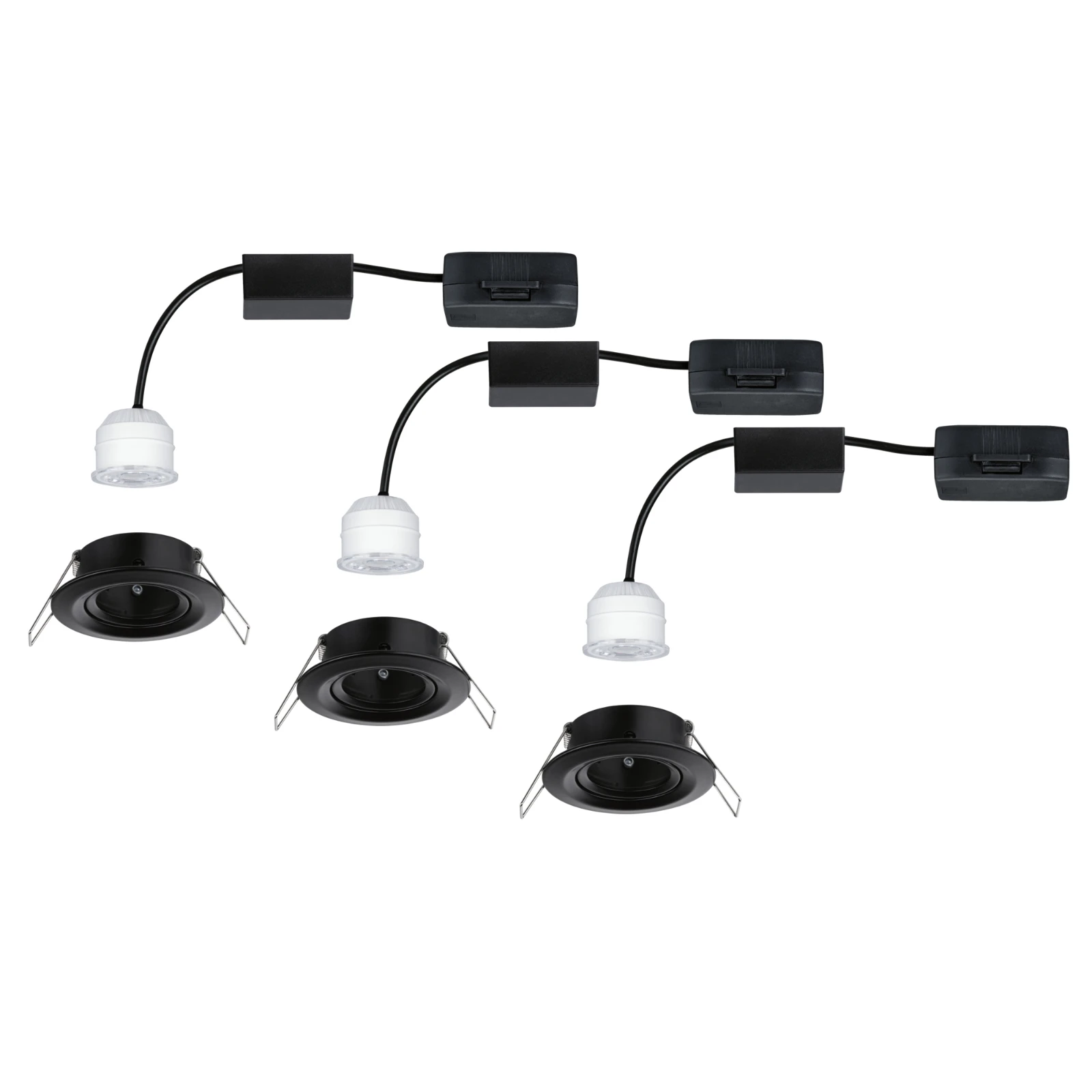 Paulmann LED-inbouwlamp Nova Mini Coin basisset zwart O66mm zwenkbaar - 3-spots