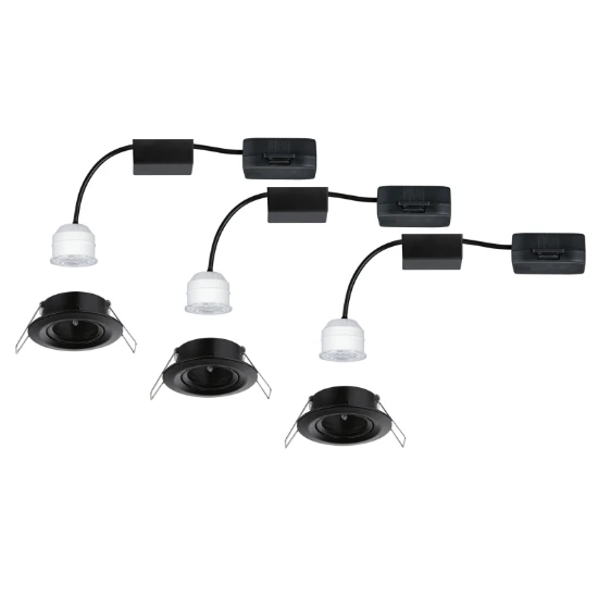 Paulmann LED-inbouwlamp Nova Mini Coin basisset zwart O66mm zwenkbaar - 3-spots