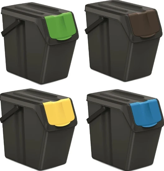 Keden Afvalscheidingsbakken - 4x25L - zwart