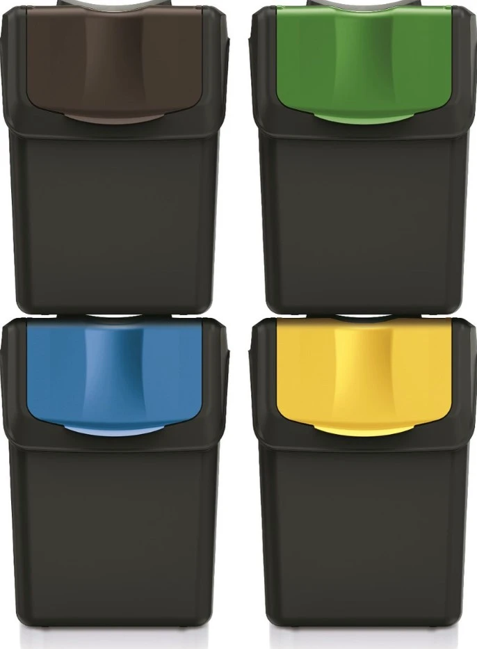 Keden Afvalscheidingsbakken - 4x20L - zwart
