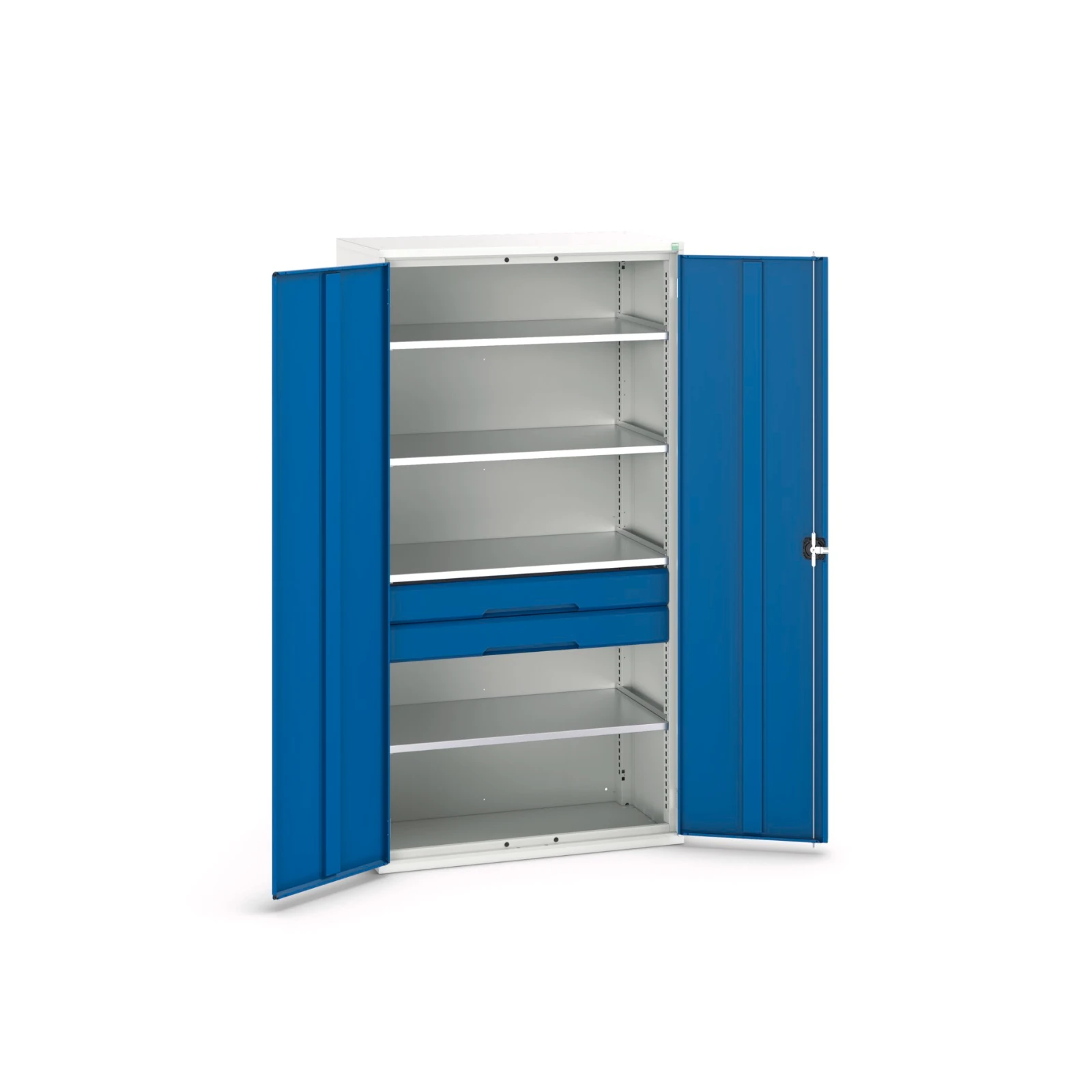 bott Verso systeemkast 1050x550x2000mm 4 legborden 2 lades 1 Perfo achterwand RAL 5010
