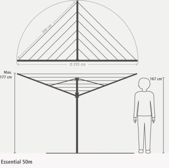 Brabantia Droogmolen Essential 50m met bodemhuls - metallic