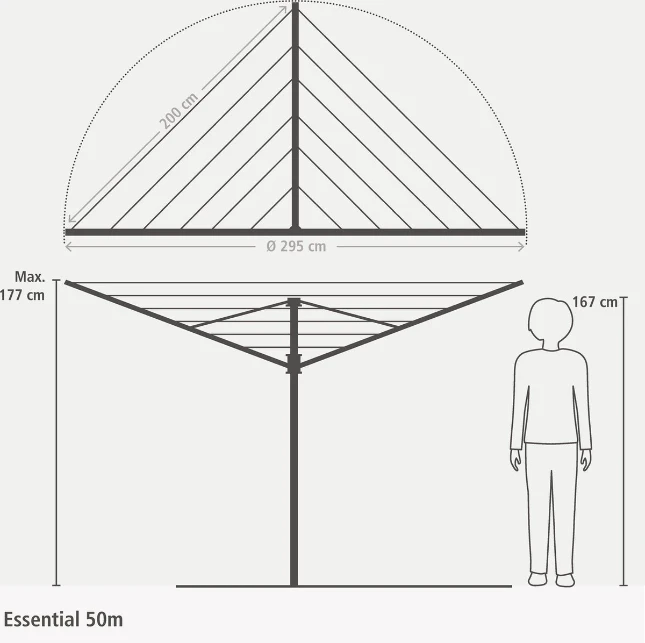 Brabantia Droogmolen Essential 50m met bodemhuls - metallic