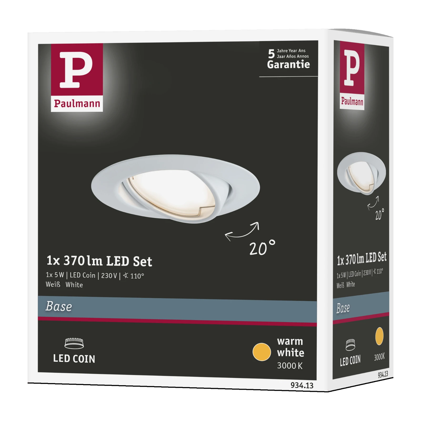 Paulmann LED-inbouwspot Base Coin 5W wit O90mm - 1-spot