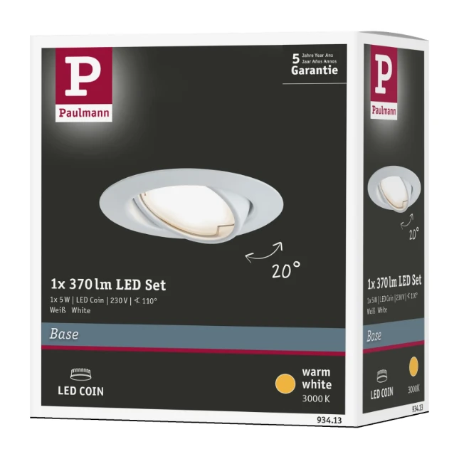 Paulmann LED-inbouwspot Base Coin 5W wit O90mm - 1-spot