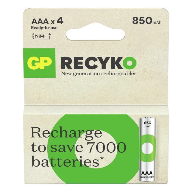 GP Oplaadbare AAA batterij 850mAh ReCyko NiMH (4 stuks)