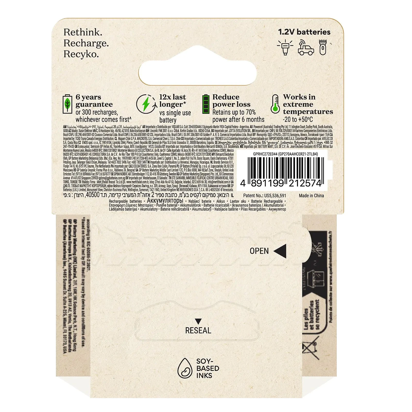 GP Oplaadbare AA batterij 2600mAh ReCyko NiMH (4 stuks)