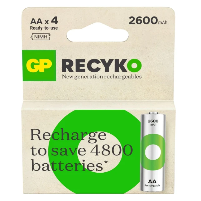 GP Oplaadbare AA batterij 2600mAh ReCyko NiMH (4 stuks)