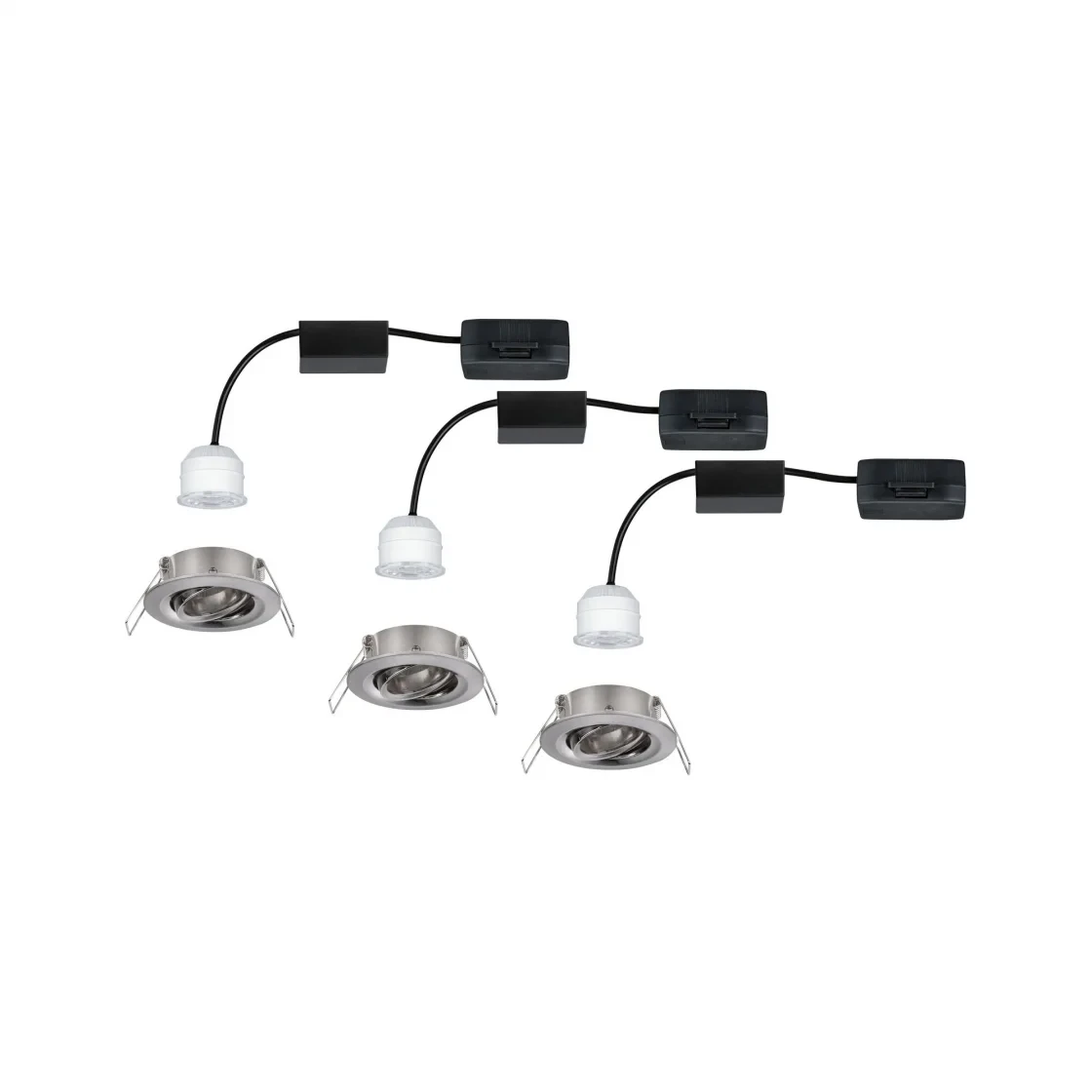 Paulmann LED-inbouwlamp Nova Mini Coin basisset staal O66mm zwenkbaar - 3-spots