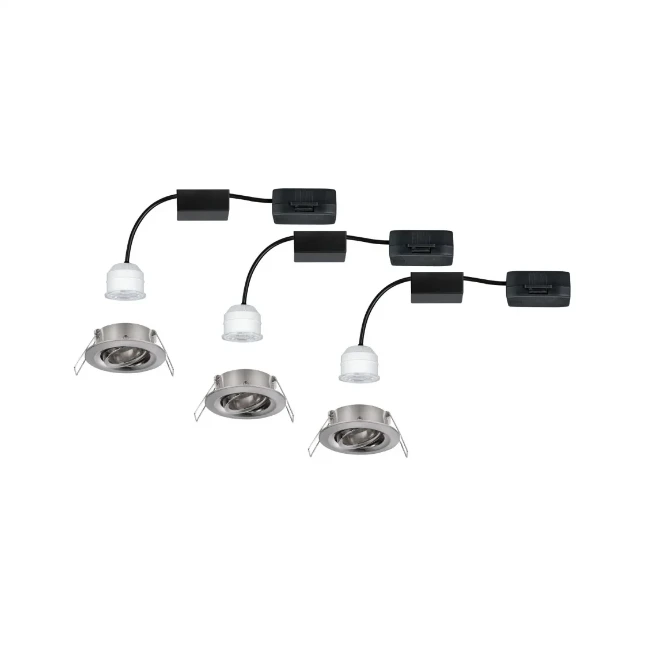 Paulmann LED-inbouwlamp Nova Mini Coin basisset staal O66mm zwenkbaar - 3-spots