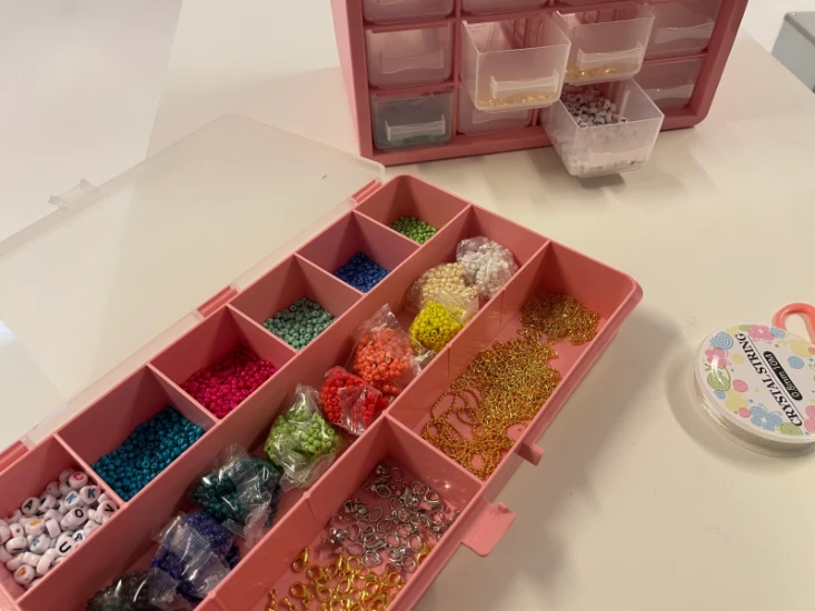 Raaco Assortimentsdoos B9 met 9 vakken roze