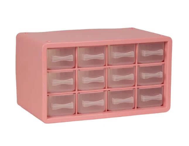 Raaco Ladekast P12 met  12 laden roze