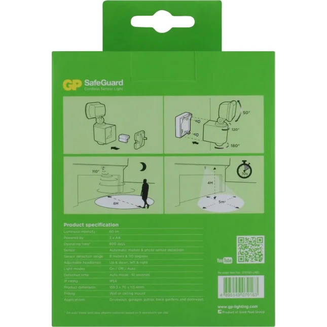 GP Buitenlamp SafeGuard met sensor 50lm