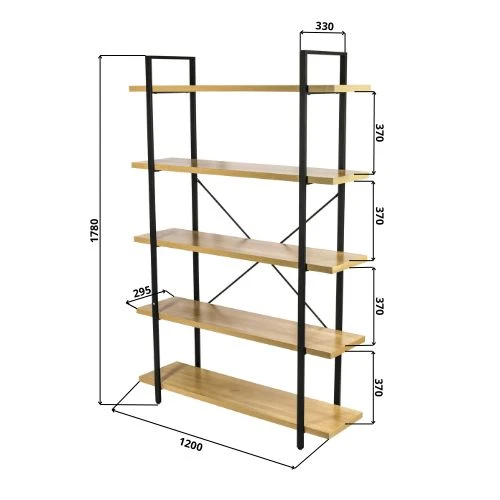 ERRO Boekenrek - 5 planken - 120x33x178