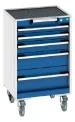bott Cubio mobiele schuifladenkast 5 laden breedte 525 mm RAL 5010