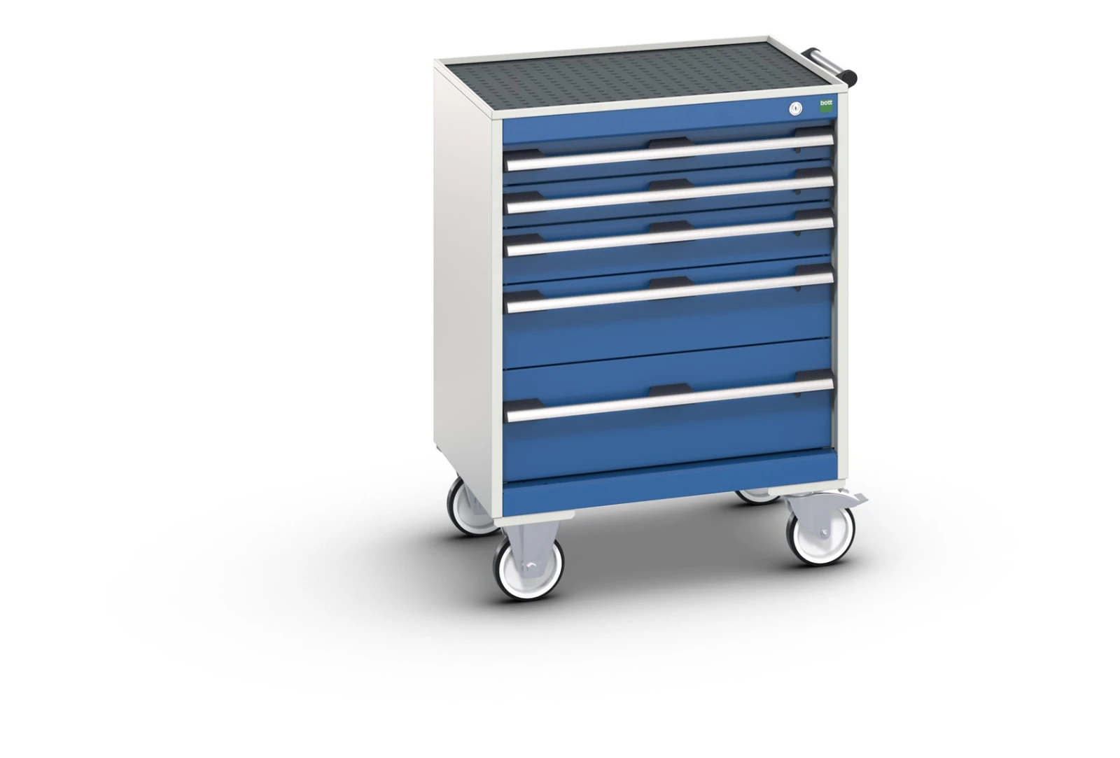 bott Cubio mobiele schuifladenkast 5 laden breedte 650 mm RAL 5010