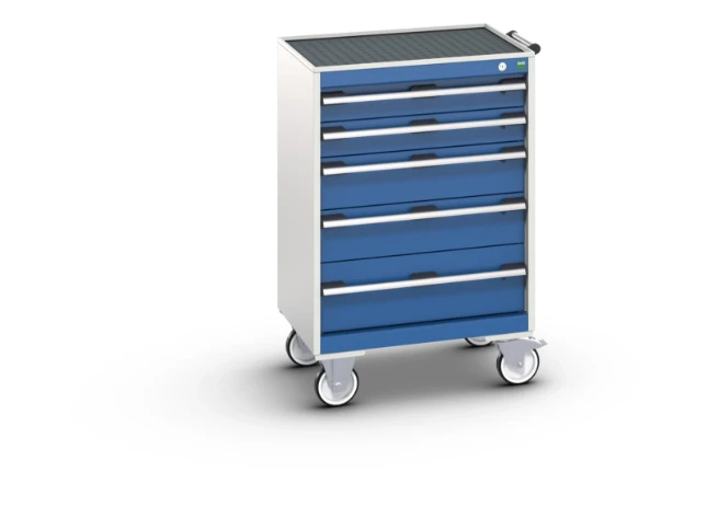 bott Cubio mobiele schuifladenkast 5 laden breedte 650 mm RAL 5010