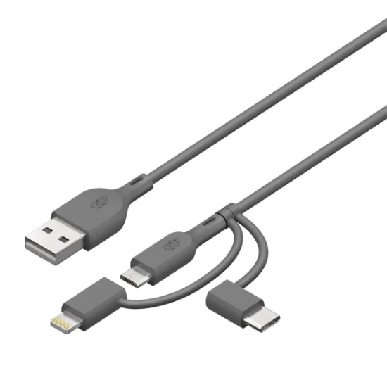 GP 3-in-1 Oplaadkabel Type C Micro USB Lightning 1m