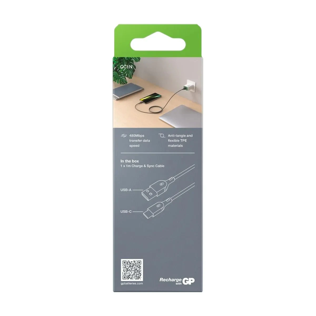 GP Oplaadkabel USB-C naar USB-A 1m