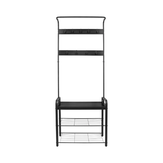 ERRO Kapstok met schoenenrek - 72x34x183cm - zwart