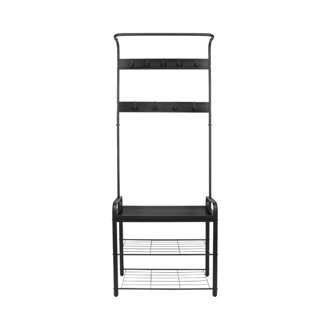 ERRO Kapstok met schoenenrek - 72x34x183cm - zwart