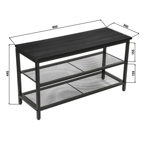 ERRO Schoenenrek - metaal/hout - 80x30x45 - zwart