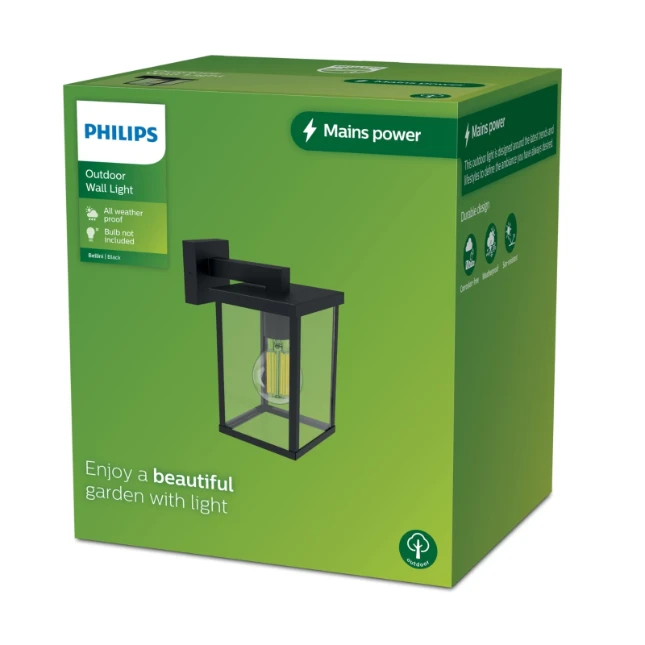 Philips Buitenwandlamp Bellini 25W zwart - vierkant
