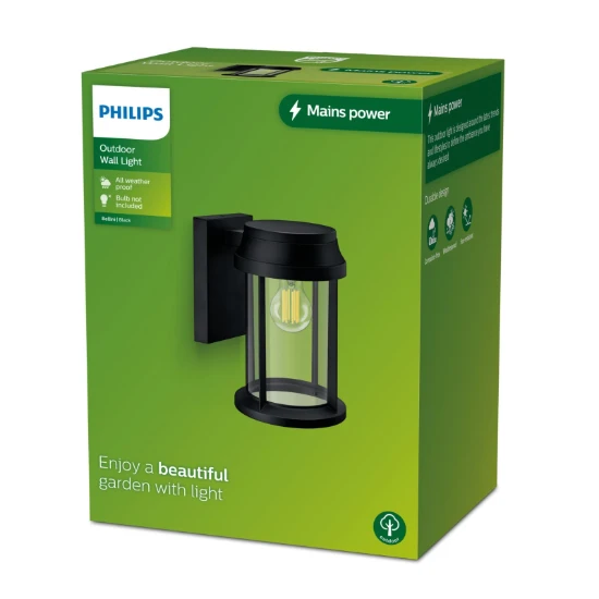 Philips Buitenwandlamp Bellini 25W zwart - rond