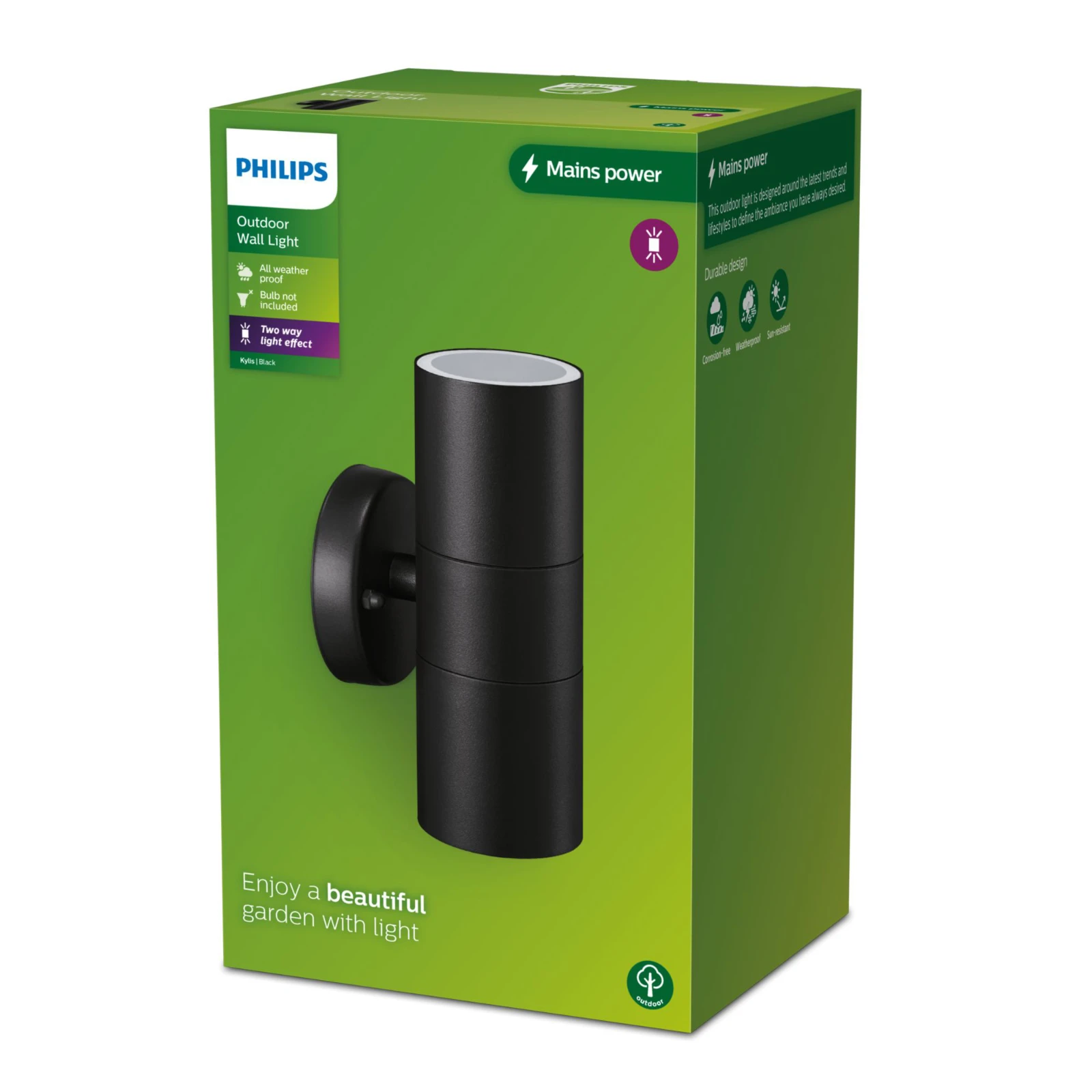 Philips Buitenwandlamp Kylis 2x25W GU10 zwart