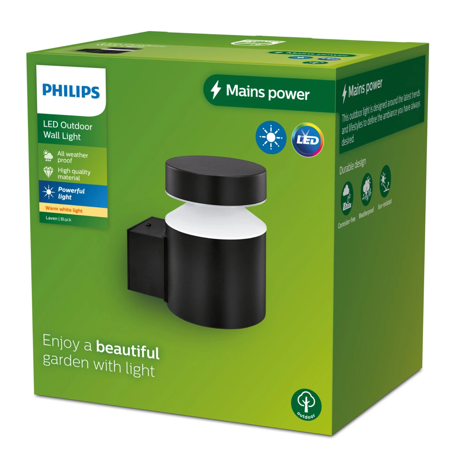 Philips LED-buitenwandlamp Laven 6W zwart - opwaarts