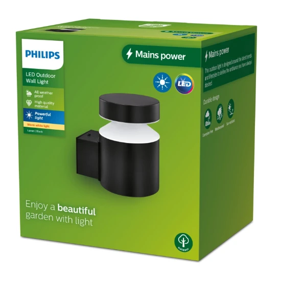 Philips LED-buitenwandlamp Laven 6W zwart - opwaarts