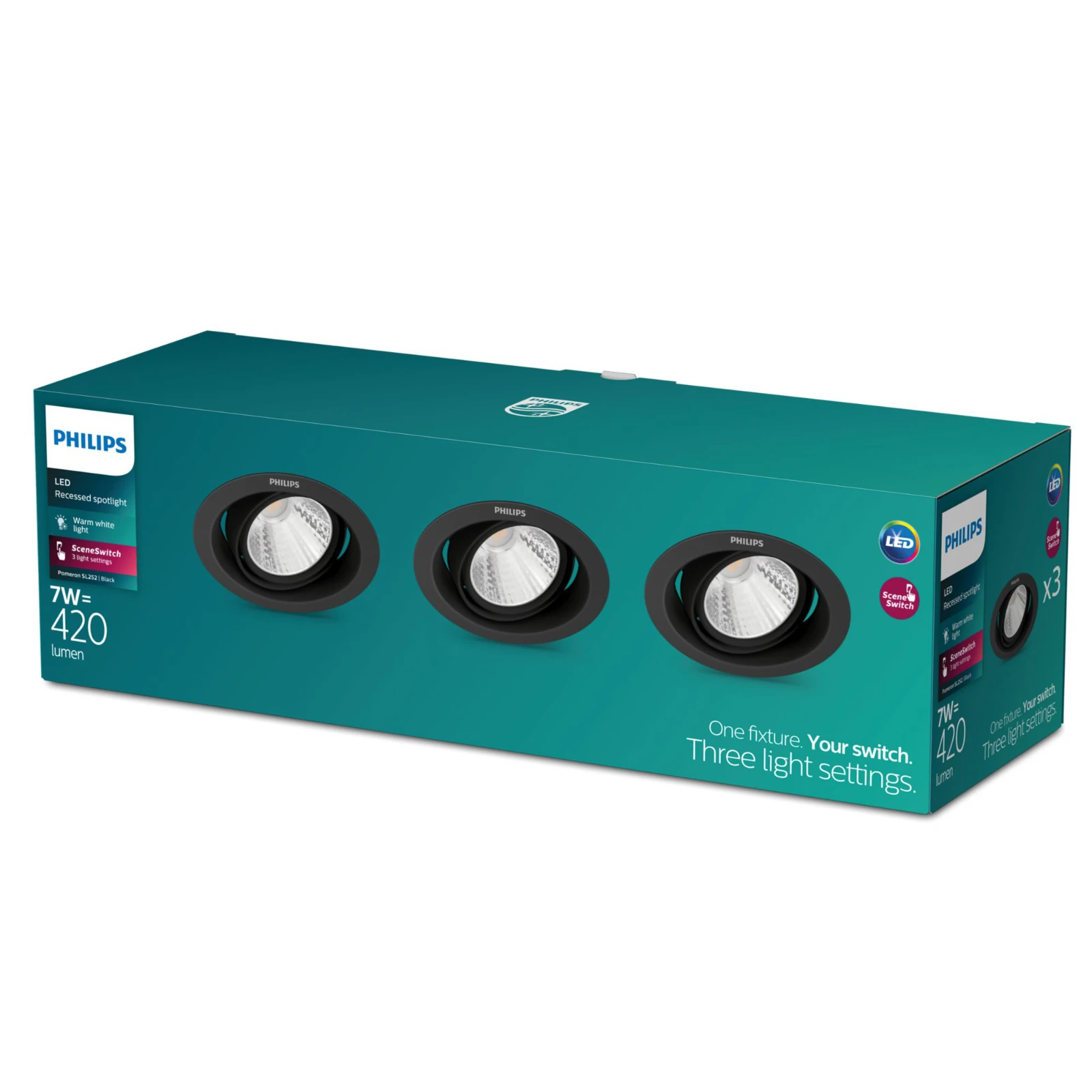 Philips Inbouwspot Pomeron SL252 7W zwart (3 stuks)