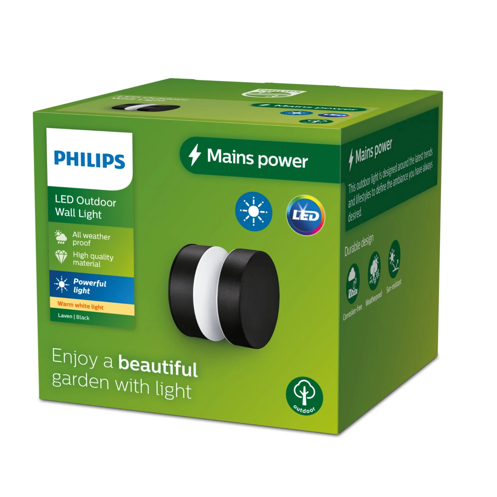 Philips LED-buitenwandlamp Laven 6W zwart - zijwaarts