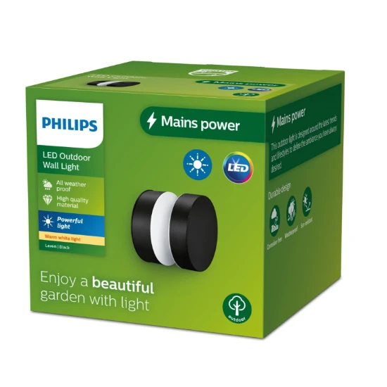Philips LED-buitenwandlamp Laven 6W zwart - zijwaarts