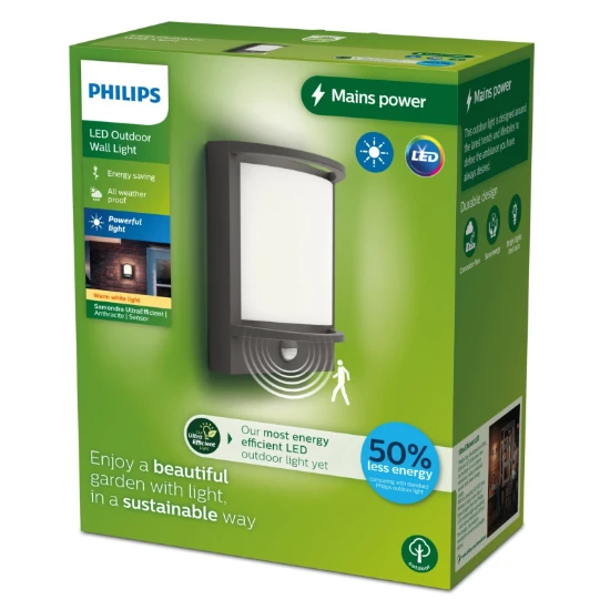 Philips Buitenwandlamp Samondra 3.8W antraciet - met sensor