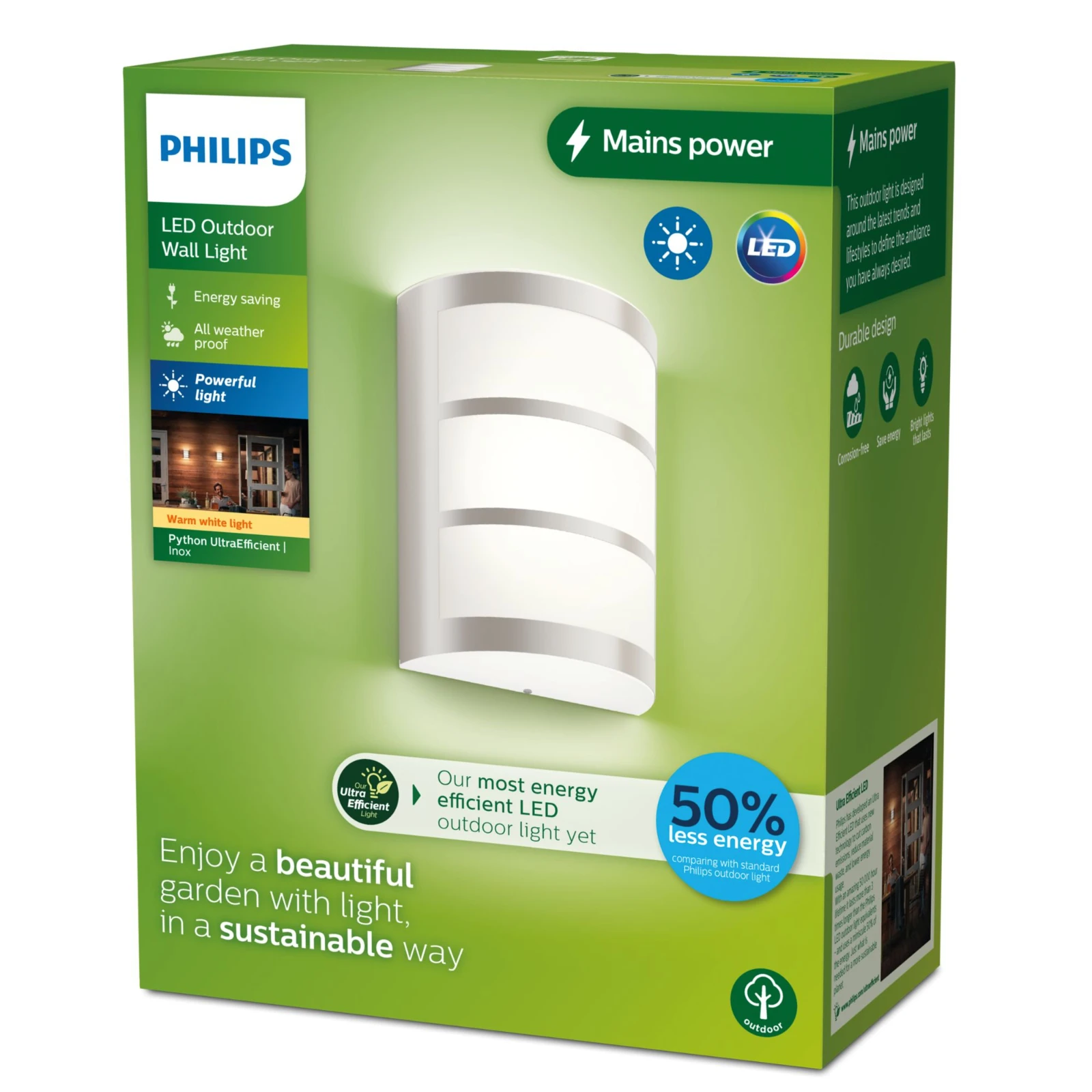 Philips Buitenwandlamp Python 3.8W RVS