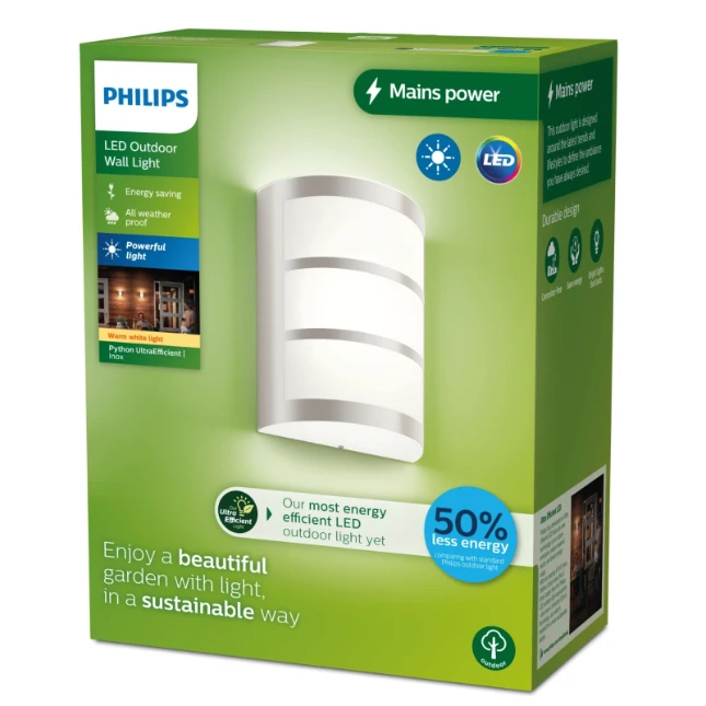 Philips Buitenwandlamp Python 3.8W RVS