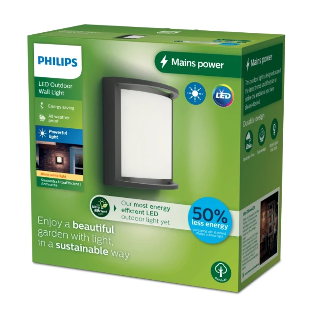Philips Buitenwandlamp Samondra 3,8W antraciet